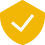 Yellow shield with a black checkmark.